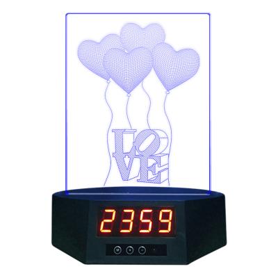 China Customized Industrial Led Clock Lamp 3D Illusion Table Lamp Night Light 3d Clock Lamp for sale