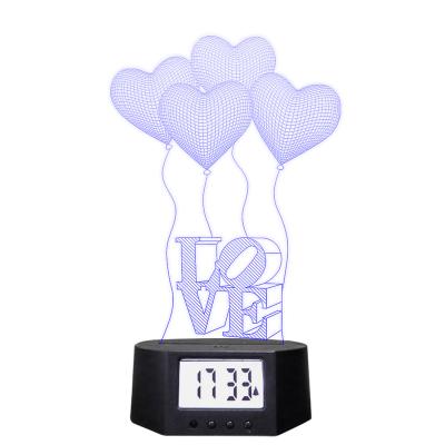 China Industrial sport playing led indoor lighting 7 colors shinny touch clock base remote available 3d night lamp for sale