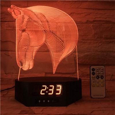 China Christmas gift promotion led illusion available smart lamp base 3d decoration horse night lamp base clock base touch special gift f for sale