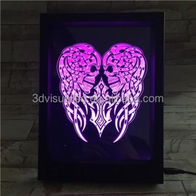 China Decorations KS -3DPF-238 acrylic laser engraved skull 3d night light photo frame for sale