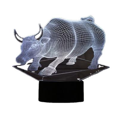 China Modern Ox 3d Table Lamp Black Base 3d Illusion Lamp Wholesale for sale