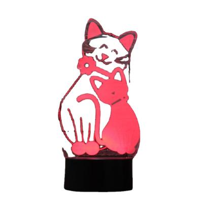 China Modern Cute Cat Led Night Light Black Base 3d Illusion Lamp Wholesale for sale