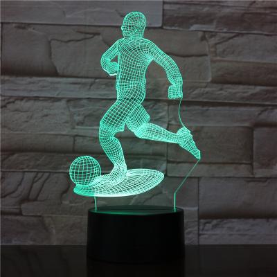 China Modern Sports 3d Lamp Football Player Design 3D LED Lamp 7 Color Led Night Lights For Sports Fans 3d Night Light For Home Decor for sale