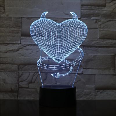 China Decoration Valentines Gift I LOVE YOU Small Heart Cute Balloon 3D LED Lamp Lover Night Light Illusion Table Lamp dropshipping for sale