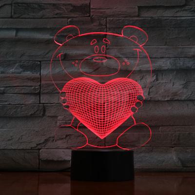 China 3D Decoration Optical Illusion LED Lamp Visual Colored Touch Bulb Holiday Night Light Romantic Love Heart Wedding Valentine dropshipping for sale