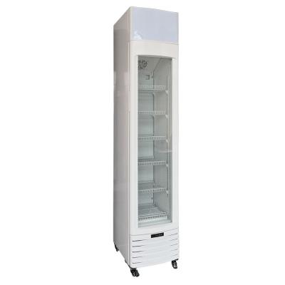 China 150L COMPRESSOR Supermarket Straight Glass Door Slim Pepsi Display Cooler for sale