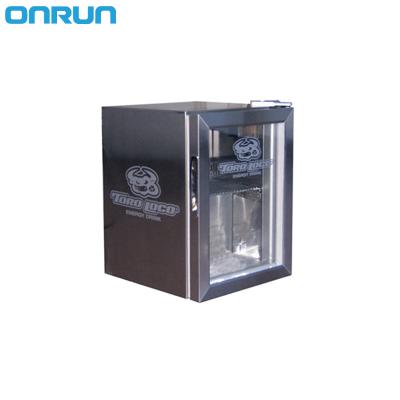 China COMPRESSOR SC-20SS Mini Desktop Stainless Steel Fridge with Glass Door for sale