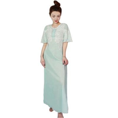 China EING C0001New Design Long Skirt 9088 Cotton Fabric Breathable Lace Design Long Skirt Nightgown for sale