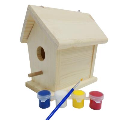 China Clever diy painting bird house /kids painting/playing your own wooden aviary for kids for sale