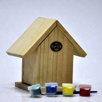 China Viable Children's Handmade PAINTING DIY YOUR OWN Wooden Bird Houses Wooden House For Bird for sale