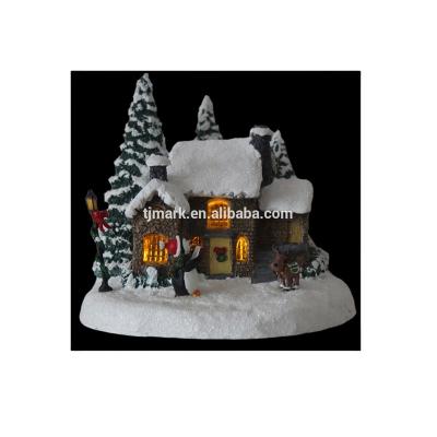 China RESIN CHRISTMAS DECOR LED RESIN CHRISTMAS HOUSE for sale