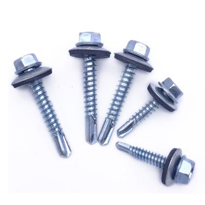 China Hot-selling HEX blue white zinc head self self drilling screws with EPDM seal for fixed for sale