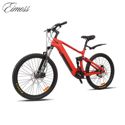 China Carbon Fiber 9 Speed ​​Full Suspension Electric Bicycle Mid Driver Carbon Fiber Electric Mountain Bike for sale