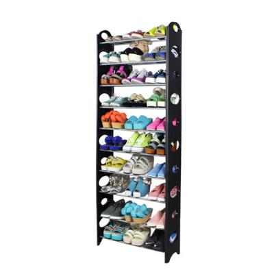 China Free Standing Shoe Rack Black Stackable Shoe Rack Adjustable Shoe Organizer Space Saving 10 Tiers Shoe Rack For Home for sale