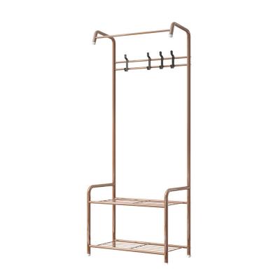 China Cheap Modern Multi Function Type Metal Hanger Free Standing Entryway Coat Rack With Hook And Shoe Rack Bench for sale