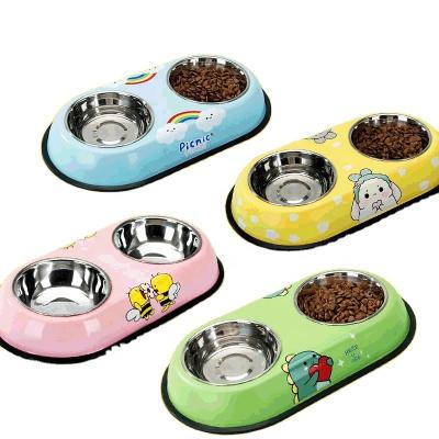 China Sustainable Pet Feeding And Water Feeding Stainless Steel Bowl For Cat And Dog Large Capacity Non-Skid for sale