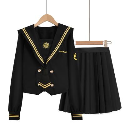 China Japanese School Girls School Uniforms School Uniforms Hot Selling Japanese School Girls Sailor Suit Skirt JK Uniform Black Cosplay Costume for sale