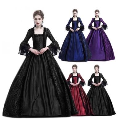 China Anti-wrinkle Women's Full Length Even Trumpet Sleeves Medieval Vintage Prom Dress for sale