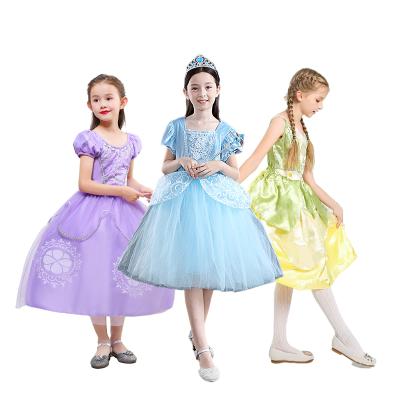 China New Style Breathable Hot Selling High Quality Flower Girl Net Gown Puff Princess Child Embroidery Floral Dress for sale