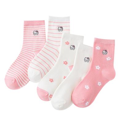 China Beautiful Antibacterial Women's Tube Socks Girls Japanese Summer Wind Tube Socks Finest Spring And Summer Stripe Breathable Socks for sale