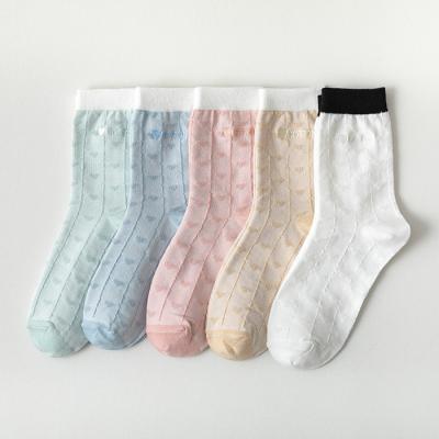 China Low-cut Antibacterial Care Women Socks Tube Liners Ladies Socks Designer Socks Medium Casual Embroidery Custom for sale