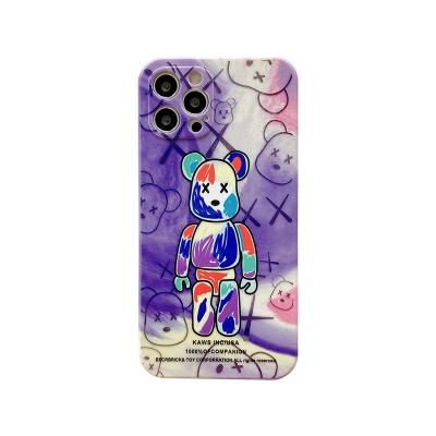 China Shockproof violent bear suitable for iPhone 13 pro Apple phone case 12 printing soft shell three hole cartoon maximum fine graffiti for sale