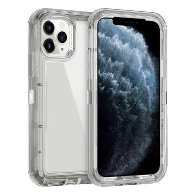 China Clear Shockproof Phone Case For iPhone 11 Pro Three Layers Anti-fall Shockproof Clear Protective Clear Phone Case For 12 13 for sale