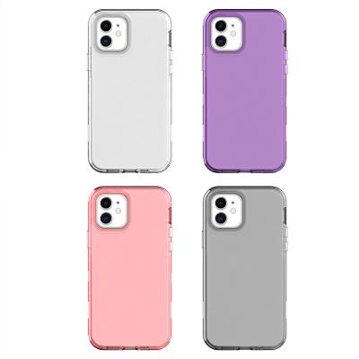 China Clear Phone Shockproof Case Cover Three-in-one Thick Anti-drop Phone Case Resistant Shockproof Shell Big Hole Phone Case For iPhone 12 for sale