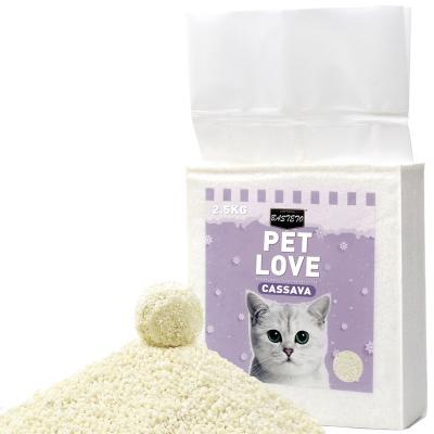 China Sustainable High Quality White Ball Shape Pellet Cat litter Cassava Cat Litter for sale