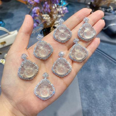 China Comparable Species CLASSIC Glass Species Natural Ice White Chalcedony Buddha Pendants for sale