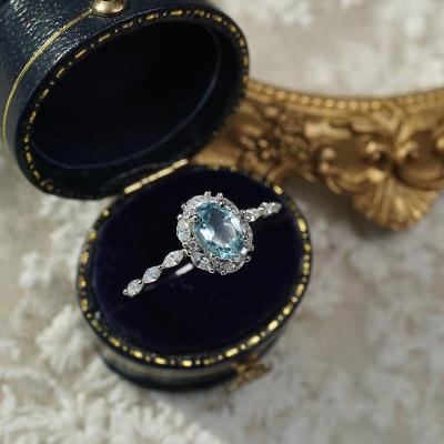 China Super Shiny Light Blue Diamond Adjustable Ring Female Topaz Crystal Ring Girl Full Topaz Crystal Ring for sale