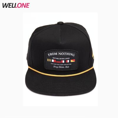 China 100% Custom Guangzhou Factory 5 Panel Hip Edge Cotton Hip Hop Patch Patch High Quality JOINT Logo Rope Patch Black 100% Custom for sale