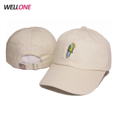 China Wellone COMMON 6 Panels Cotton Twill Metal Soft Adjustable Buckle Embroidery Baseball Cap Beige Unstructed Custom Fitted Hats for sale