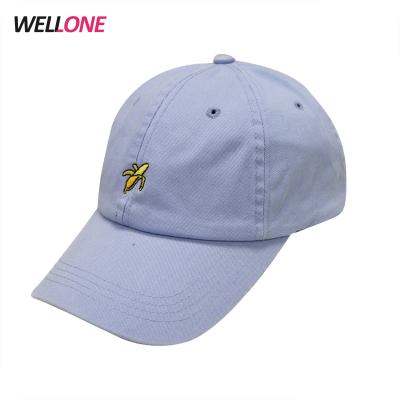 China Wellone service OEM baby blue cotton banana diy logo embroidery COMMON high quality unisex custom 6 panel baseball cap for sale