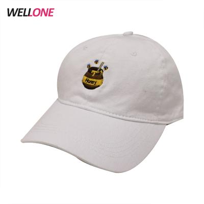 China Free shipping high quality embroidery white logo honey bee hat COMMON world dad custom made baseball caps in china factory for sale