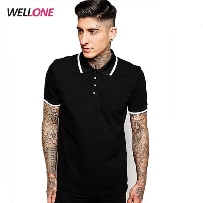 China Wellone Cheap Custom Anti-pilling Your Embroidery Design Collar Fashion Cotton Man Black 100% School Uniform Knit Collars For Polo Shirts for sale