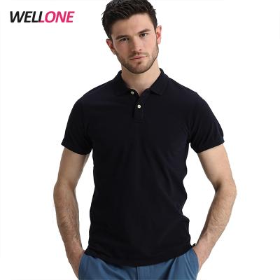 China Anti-pilling Wellone high quality slim fit 200gsm 95% cotton 5 elastane black custom your own embroidery logo white pique cotton polo shirt for sale