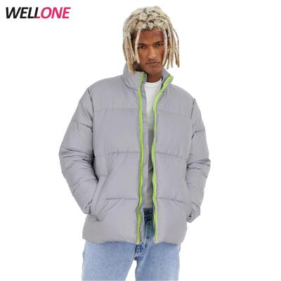 China Breathable Wellone Winter Garment Factory Cheaper Cotton Padded Mens Gray Reflective Stripper Jacket for sale