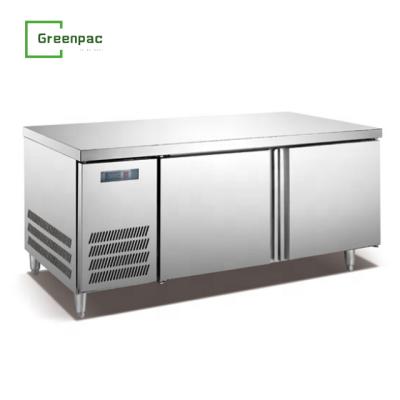 China Single-temperature 1.8m Double Door Bar Counter Work Table Fridge Refrigerator Freezer Under Counter Fridge for sale