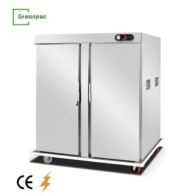 China 304 Stainless Steel Commercial 2 Doors Movable Dining Car Food Warmer /Mobile Food Warmer Cabinet For Catering for sale