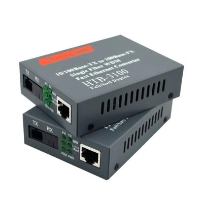 China CCTV Ethernet HTB-3100 Fast Ethernet to 10/100M Single Mode Fiber WDM 1310nm 1550nm Fiber Optic Netlink BiDi Single Fiber Media Converter for sale