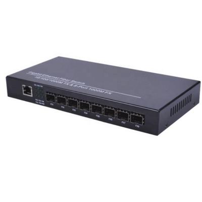 China 8 Port SFP+ Gigabit 1x10/100/1000m 8xSFP Fiber Media Converter + 1 Port Gigabit Optical Switch CE-SM90001 for sale