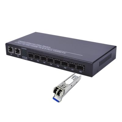 China 8 Gigabit SFP Ports 2 x 1000Mbps RJ-45 Ethernet Media Converter 8 Port SFP Fiber Optic Switch CE-SFP90008E2 for sale