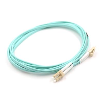 China FTTX FTTH LC Connector 50/125 3.0mm Aqua Color Fiber Multi Mode LC Fiber to LC OM3 Duplex Fiber Patch Cord for sale