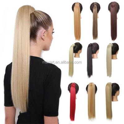 China 22inch Straight Synthetic Hair U-tip Wrap Around Ponytail Extension Clip In Ponytail Extension For Women for sale