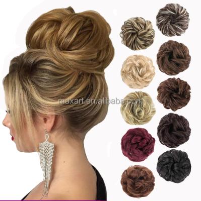 China High Temperature Synthetic Messy Curly Hair Bun Messy Scrunchie Fake Fiber Donut Updo Hair Pieces For Women Girls for sale