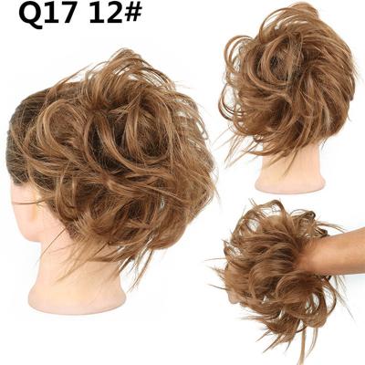 China Synthetic High Temperature Fiber Bun Messy Hair Piece Tousled Updo Hair Extensions Ponytail Wig Curly Wavy Hair Scrunchies With Elastic Band for sale