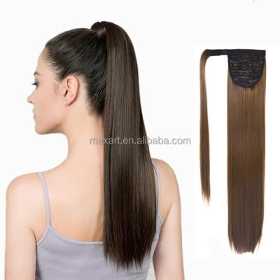 China U-Tip Hair Ponytail Extension Long Wrap Around Clip In Synthetic Ponytail Hair Piece For Women Natural Straight Ponytail Hair for sale