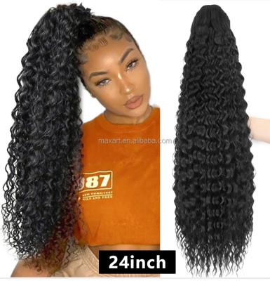 China Jerry Curl Natural Hair Afro Kinky Curly Body Wave Drawstring Clip In Ponytails Synthetic Ponytail Extensions Hair Kanekalons for sale