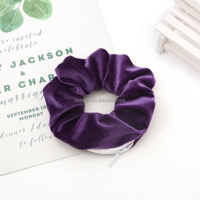 China Elastic Hair Band Hair Scrunchies Korea Sytle Velvet Headbands Trending Elastic Hair Ties New Pocket Scrunches With Zipper for sale